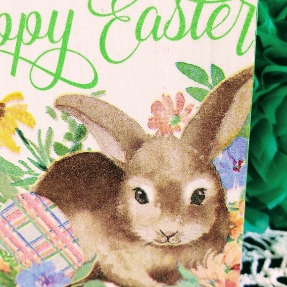 HAND CRAFTED EASTER Mini Wood Sign/Tiered Tray Decor/Bunny Rabbit Home Decor - Picture 2 of 4
